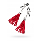 Зажимы на соски «Прищепки» с красными кисточками из замши - Pecado - купить с доставкой в Ачинске