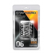 Прозрачная насадка с объёмными чёрточками STAY HARD COCK SLEEVE 06 CLEAR - Blush Novelties - в Ачинске купить с доставкой