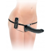 Черный страпон с вагинальной пробкой Deluxe Vibrating Penetrix Strap-On - 19 см. - Pipedream - купить с доставкой в Ачинске