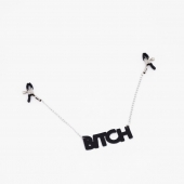 Зажимы на соски с кожаной подвеской Bitch - Crazy Handmade - купить с доставкой в Ачинске