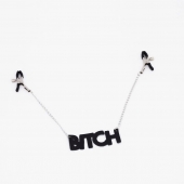 Зажимы на соски с кожаной подвеской Bitch - Crazy Handmade - купить с доставкой в Ачинске