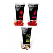 Набор из 3 съедобных лубрикантов JUJU (клубника, малина, кокос) - JuJu - купить с доставкой в Ачинске