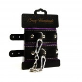 Черно-фиолетовые скругленные наручники с мягкой подкладкой - Crazy Handmade - купить с доставкой в Ачинске