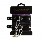 Черно-фиолетовые скругленные наручники с мягкой подкладкой - Crazy Handmade - купить с доставкой в Ачинске