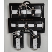 Набор фиксаторов из черной и белой натуральной кожи - Crazy Handmade - купить с доставкой в Ачинске