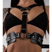 Черная кожаная двусторонняя портупея - Crazy Handmade - купить с доставкой в Ачинске