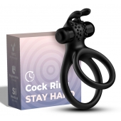 Черное эрекционное виброкольцо с подхватом мошонки Stay Hard - Boys of Toys - в Ачинске купить с доставкой
