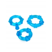 Набор из 3 синих эрекционных колец с различным рельефом - Erowoman-Eroman - в Ачинске купить с доставкой