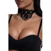 Черный чокер с клепками и золотистой фурнитурой - Crazy Handmade - купить с доставкой в Ачинске