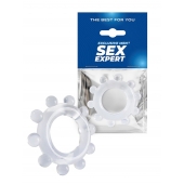 Прозрачное эрекционное кольцо со стимулирующими шариками - Sex Expert - в Ачинске купить с доставкой