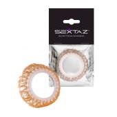 Эрекционное кольцо с бежевыми «ресничками» - Sextaz - в Ачинске купить с доставкой