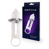 Эластичная насадка на пенис с подхватом мошонки и стимулирующими «ресничками» - Sextaz - в Ачинске купить с доставкой