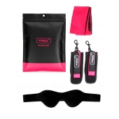 Черно-розовый эротический набор: маска, наручники и повязка - Erokay - купить с доставкой в Ачинске