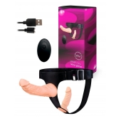 Женский страпон с 2 насадками, вибрацией и пультом ДУ - Erowoman-Eroman - купить с доставкой в Ачинске