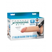 Телесный пустотелый фаллопротез 5’’ Hollow Silicone Strap-On - 14 см. - Pipedream - купить с доставкой в Ачинске