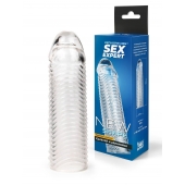 Прозрачная закрытая насадка на пенис с ребрышками - 16 см. - Sex Expert - в Ачинске купить с доставкой