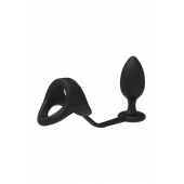 Черное эрекционное кольцо с анальной пробкой Cockstrap With Anal Plug - Dream Toys - в Ачинске купить с доставкой