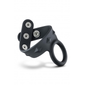 Черное эрекционное кольцо с подхватом мошонки на кнопках VS6 - Blush Novelties - в Ачинске купить с доставкой