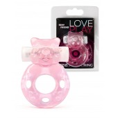 Розовое эрекционное виброкольцо в форме мишки - 1137 - в Ачинске купить с доставкой
