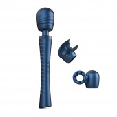 Синий вибромассажёр с насадками Man.wand Edgy - Manwan - в Ачинске купить с доставкой