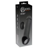 Черная вибронасадка для пениса с хомутом для мошонки и пультом ДУ Remote Controlled Penis Extension - Orion - в Ачинске купить с доставкой