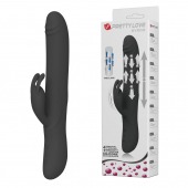 Черный вибратор-кролик Byron с движущимися шариками - 25 см. - Baile