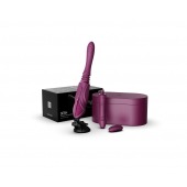 Фиолетовая секс-машина с функцией нагрева, насадками и присоской Sesh - Zalo - купить с доставкой в Ачинске