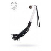 Плеть с белой рукоятью и чёрными хлыстами - 50 см. - Pecado - купить с доставкой в Ачинске