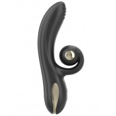 Черный вибратор-кролик с режимами вибрации и вращения - 18,4 см. - Ibiza