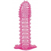 Гелевая розовая насадка с шипами - 12 см. - Toyfa Basic - в Ачинске купить с доставкой