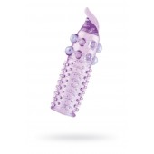 Гелевая фиолетовая насадка с шариками, шипами и усиком - 11 см. - Toyfa Basic - в Ачинске купить с доставкой