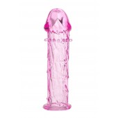 Гладкая розовая насадка с усиками под головкой - 12,5 см. - Toyfa Basic - в Ачинске купить с доставкой