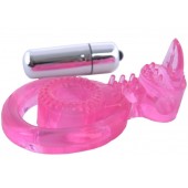Розовая вибронасадка со стимулятор клитора   Язычок - Toyfa Basic - в Ачинске купить с доставкой