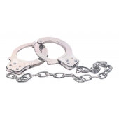 Наручники из металла с длинной цепочкой CHROME HANDCUFFS METAL HANDCUFFS W. KEY - NMC - купить с доставкой в Ачинске