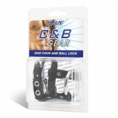 Утяжка на пенис на замочке Duo Cock And Ball Lock - BlueLine - купить с доставкой в Ачинске