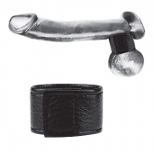 Чёрная утяжка на мошонку 1  Velcro Ball Stretcher - BlueLine - купить с доставкой в Ачинске