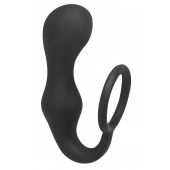 Чёрное эрекционное кольцо с анальной пробкой Double Pleasure Anal Plug - Lola Games - в Ачинске купить с доставкой