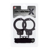 Чёрные наручники из листового металла в комплекте с веревкой BONDX METAL CUFFS LOVE ROPE SET - Dream Toys - купить с доставкой в Ачинске