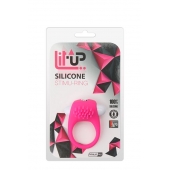 Розовое эрекционное кольцо с щеточкой LIT-UP SILICONE STIMU RING 5 - Dream Toys - в Ачинске купить с доставкой