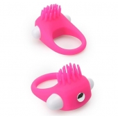 Розовое эрекционное кольцо с щеточкой LIT-UP SILICONE STIMU RING 5 - Dream Toys - в Ачинске купить с доставкой