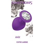 Большая фиолетовая анальная пробка Emotions Cutie Large с прозрачным кристаллом - 10 см. - Lola Games - купить с доставкой в Ачинске
