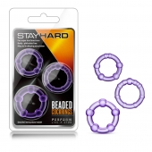 Набор из 3 фиолетовых эрекционных колец Stay Hard Beaded Cockrings - Blush Novelties - в Ачинске купить с доставкой