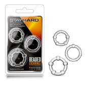 Набор из 3 прозрачных эрекционных колец Stay Hard Beaded Cockrings - Blush Novelties - в Ачинске купить с доставкой
