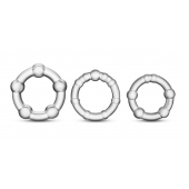 Набор из 3 прозрачных эрекционных колец Stay Hard Beaded Cockrings - Blush Novelties - в Ачинске купить с доставкой