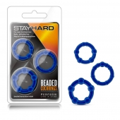 Набор из 3 синих эрекционных колец Stay Hard Beaded Cockrings - Blush Novelties - в Ачинске купить с доставкой