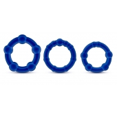 Набор из 3 синих эрекционных колец Stay Hard Beaded Cockrings - Blush Novelties - в Ачинске купить с доставкой