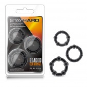 Набор из 3 чёрных эрекционных колец Stay Hard Beaded Cockrings - Blush Novelties - в Ачинске купить с доставкой