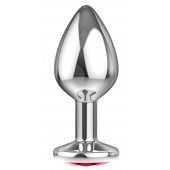 Большая серебристая анальная пробка Diamond Red Sparkle Large с красным кристаллом - 8 см. - Lola Games - купить с доставкой в Ачинске
