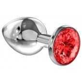 Большая серебристая анальная пробка Diamond Red Sparkle Large с красным кристаллом - 8 см. - Lola Games - купить с доставкой в Ачинске