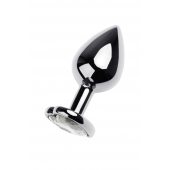 Серебристая анальная пробка с прозрачным кристаллом-сердцем - 8 см. - ToyFa - купить с доставкой в Ачинске